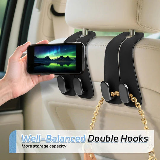 Lavanzo™ Backseat Organizer | Vegan Leather Hooks(Pack of 2)