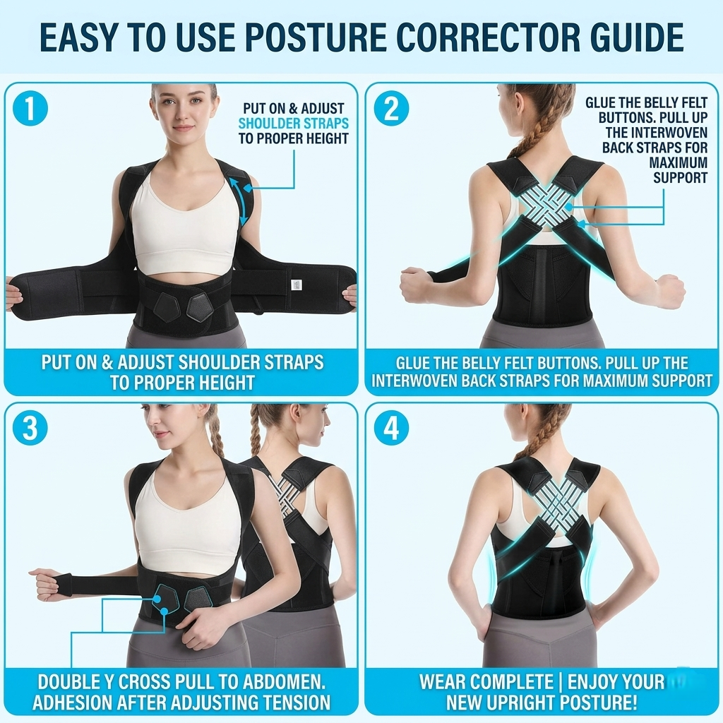 Posture Corrector for Men and Women, Adjustable Back Posture Belt Invisible