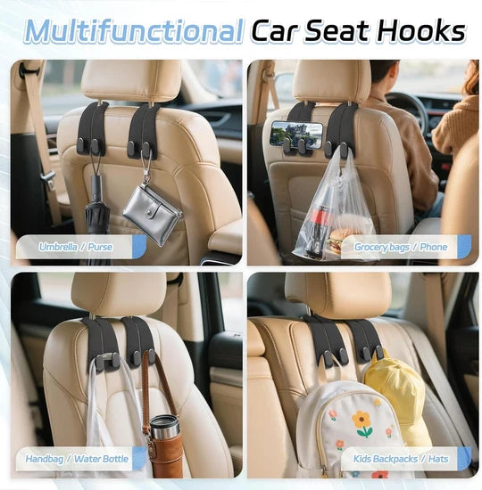 Lavanzo™ Backseat Organizer | Vegan Leather Hooks(Pack of 2)