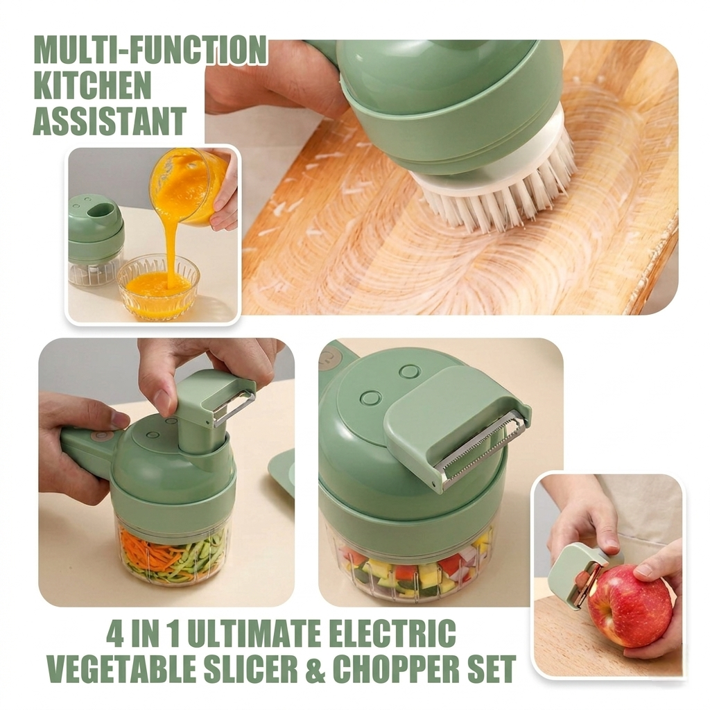 4 in 1 Portable Electric Vegetable Cutter Set