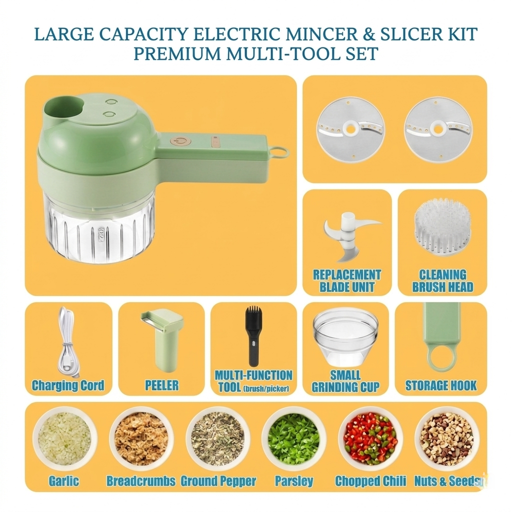 4 in 1 Portable Electric Vegetable Cutter Set